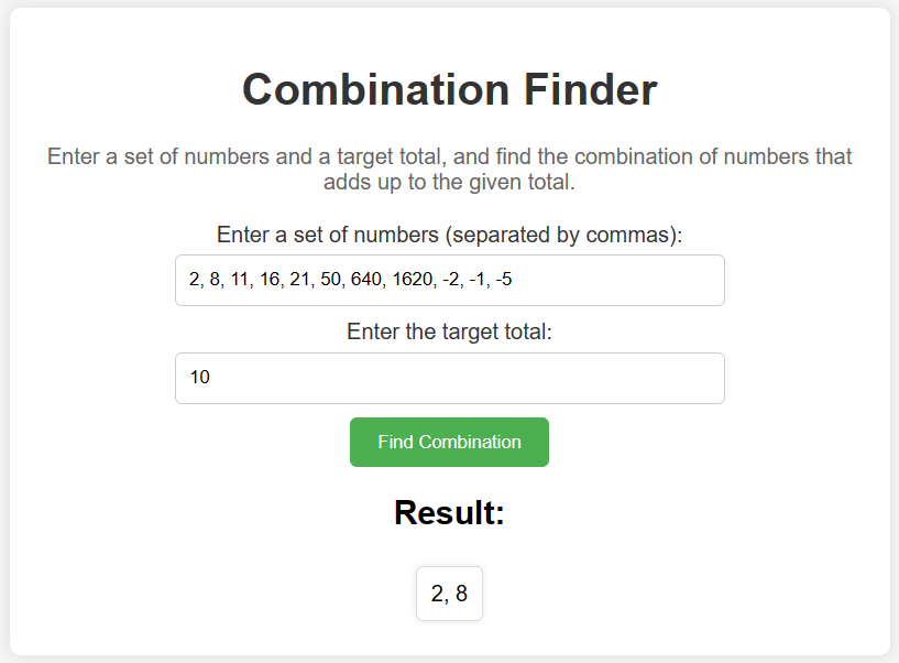 Combination Finder